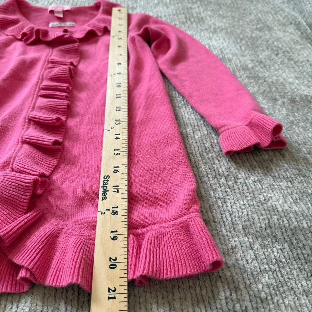 Lilly Pulitzer Girls 6 Pink Ruffle Trim Cardigan Sweater‎ 100% Cotton